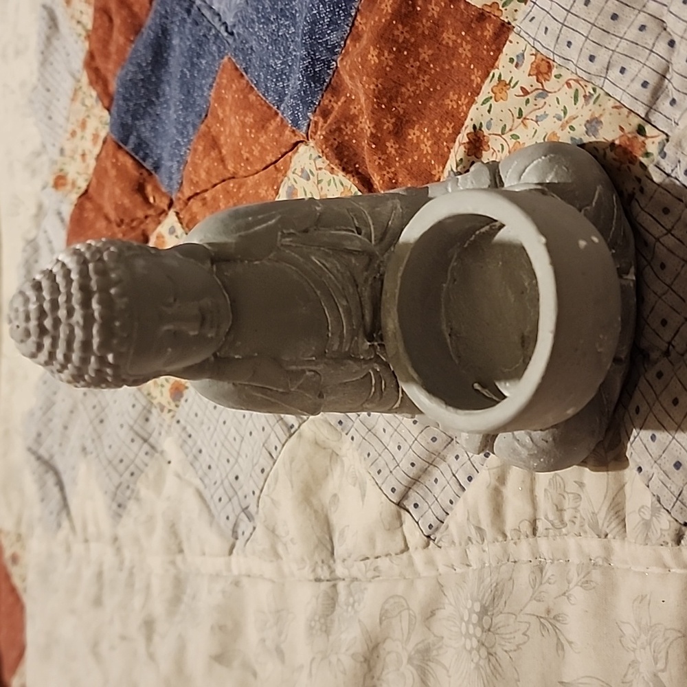 Gray Plaster Buddha Tealight Candle Holder - Picture 2 of 5